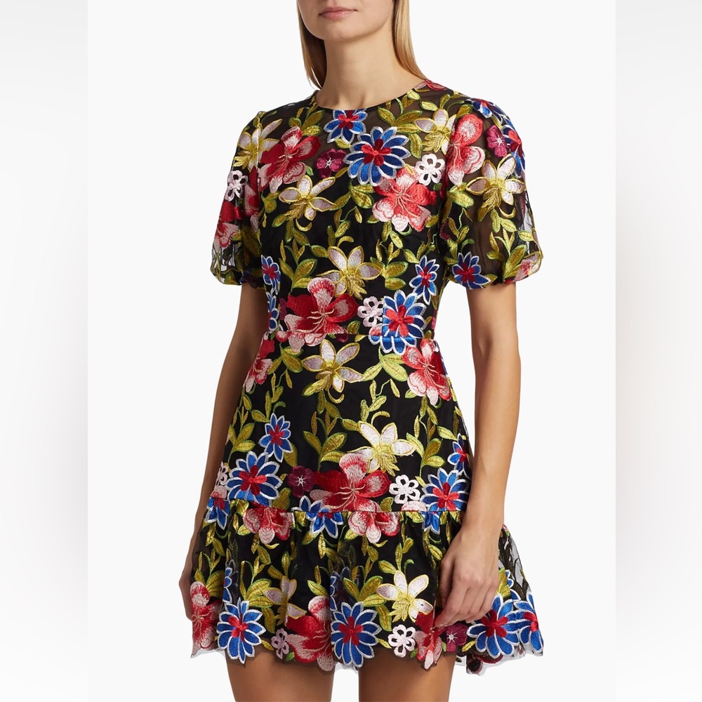 Milly Jasmin Floral Embroidery Mini Dress